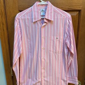 Men’s Lacoste Pink Button Up Shirt Sz 38 S/M